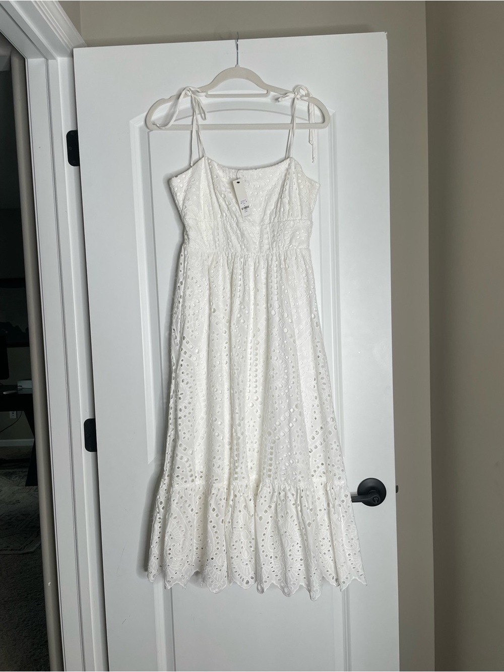 Francesca’s White Eyelet Midi Dress